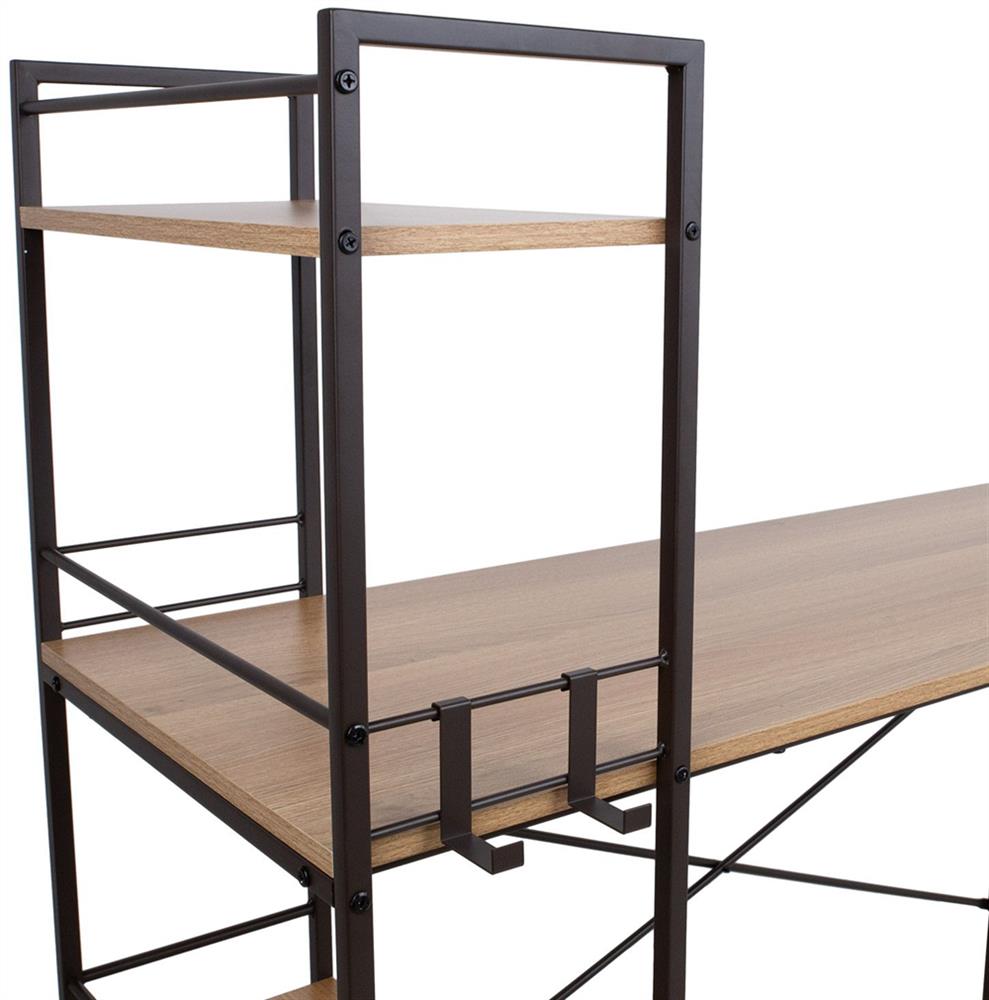 Desk East Folkestone | size: Length: 51cm, Width: 120cm, Height: 120cm | color: Black/Oak | image: 2 | variant: 1006036