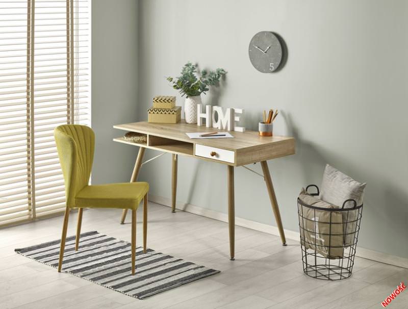 Desk West Amersham | size: Length: 60cm, Width: 120cm, Height: 75cm | color: White/Oak | image: 2 | variant: 1007166