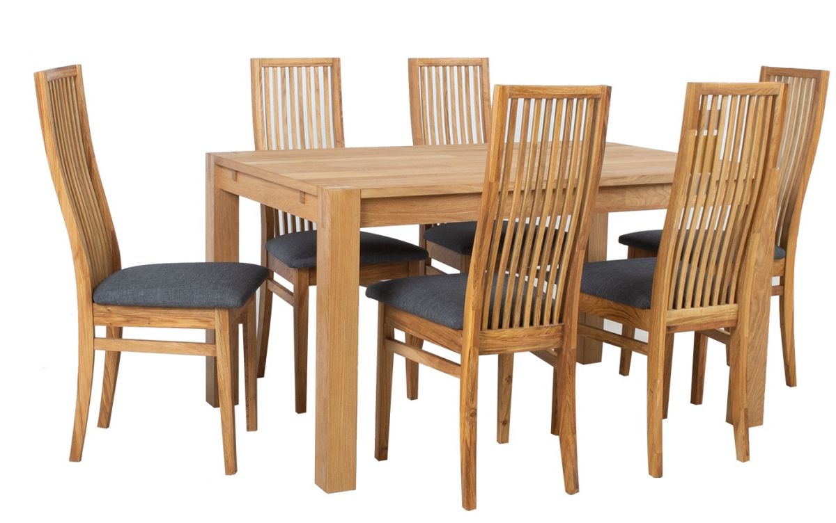 Dining Room Furniture Set Chicago New 12 | size: Length: 90cm, Width: 140cm, Height: 76cm | color: Oak/Grey | image: 0 | variant: 1011936