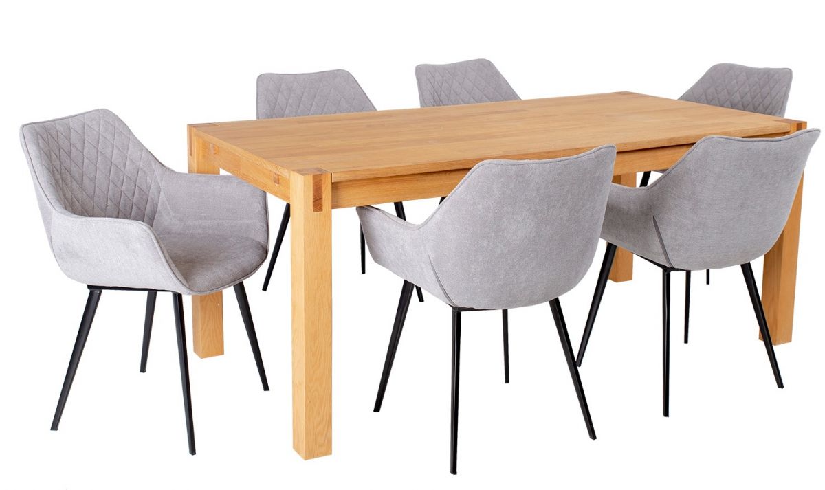 Dining Room Furniture Set Chicago New 14 | size: Length: 90cm, Width: 180cm, Height: 76cm | color: Brown/Black/Grey | image: 0 | variant: 1011938