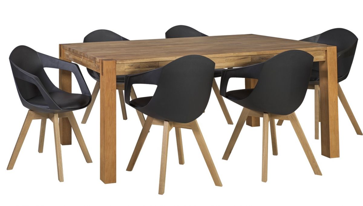 Dining Room Furniture Set Chicago New 5 | size: Length: 90cm, Width: 180cm, Height: 76cm | color: Brown/Black/Oak | image: 0 | variant: 1006985