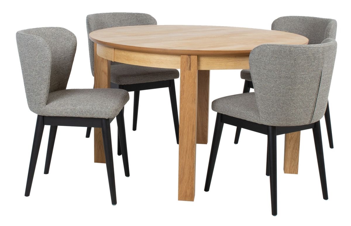 Dining Room Furniture Set Drammen | size: Length: 120cm, Width: 160cm, Height: 75cm | color: Black/Oak/Grey | image: 0 | variant: 1005463