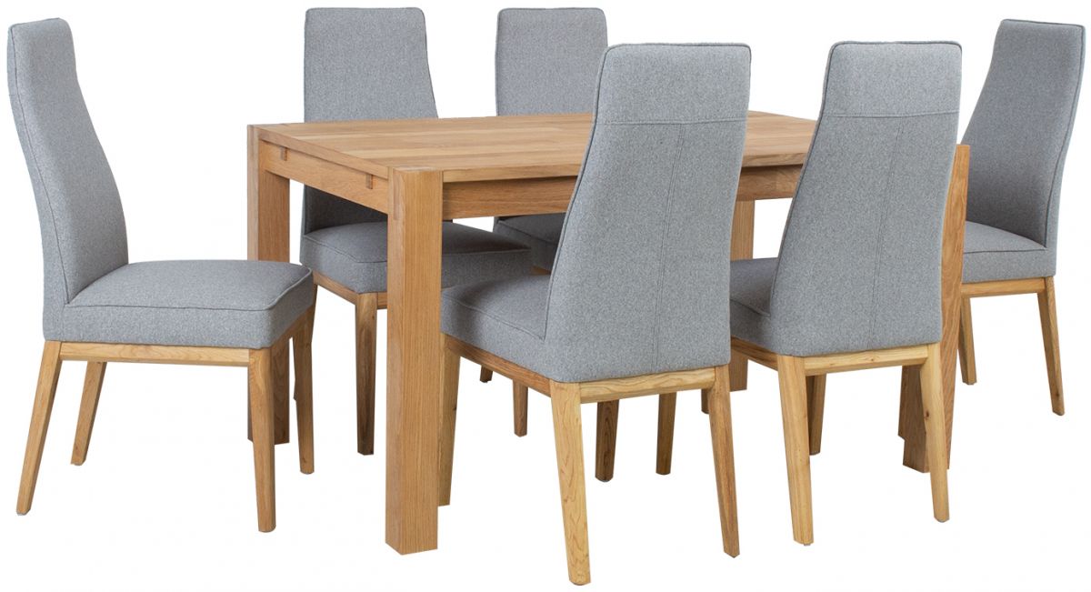 Dining Room Furniture Set Drammen | size: Length: 90cm, Width: 140cm, Height: 76cm | color: Oak/Grey | image: 1 | variant: 1005675