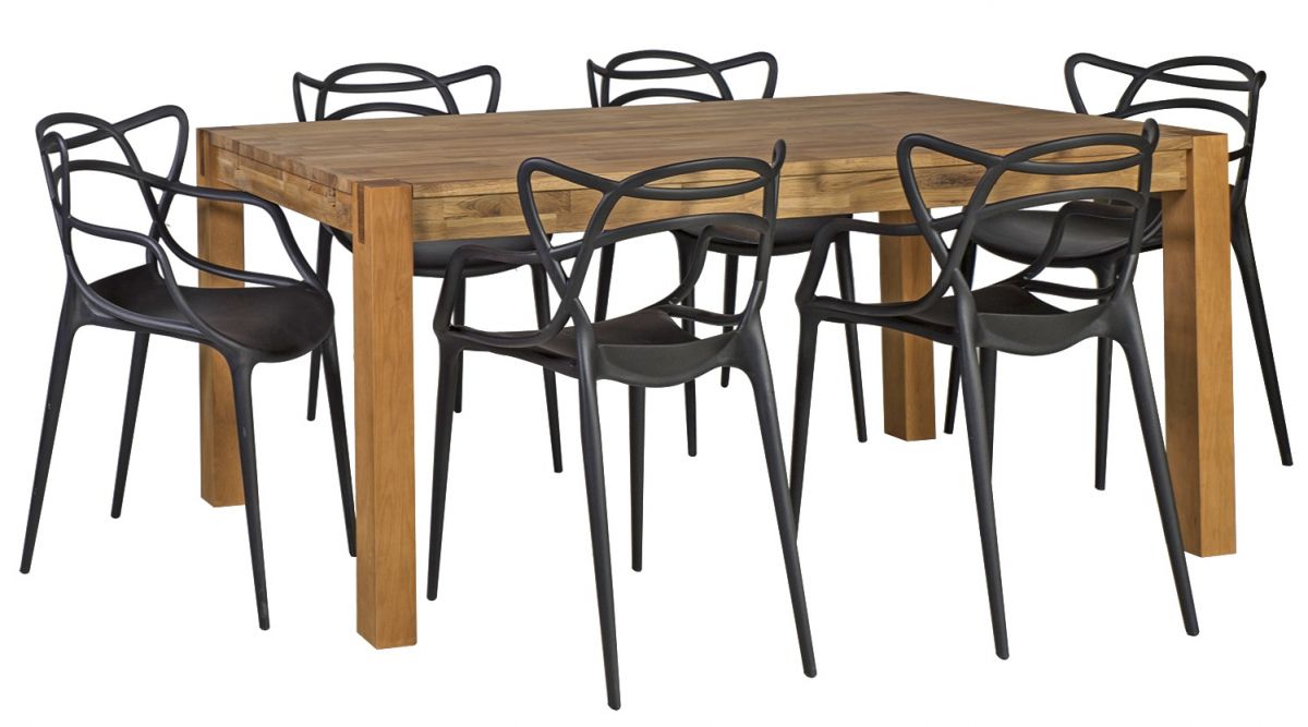 Dining Room Furniture Set Drammen | size: Length: 90cm, Width: 180cm, Height: 76cm | color: Brown/Black | image: 0 | variant: 1005095