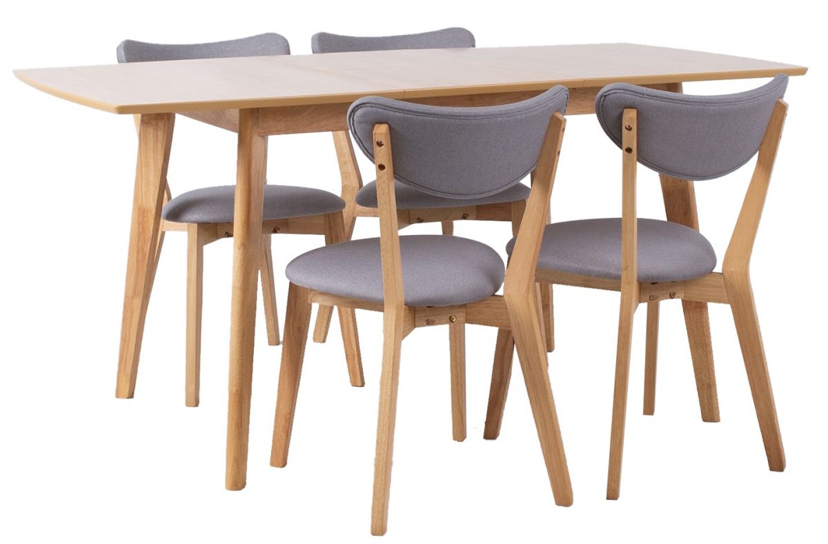 Dining Room Furniture Set East Baldock | size: Length: 80cm, Width: 160cm, Height: 76cm | color: Oak/Grey | image: 0 | variant: 1005098