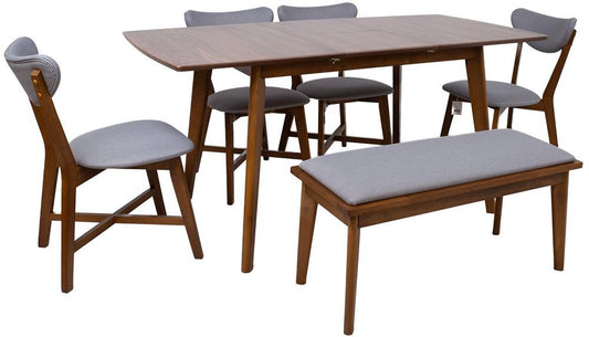 Dining Room Furniture Set East Marrakesh | size: Length: 80cm, Width: 160cm, Height: 76cm | color: Brown/Grey | image: 1 | variant: 1006295