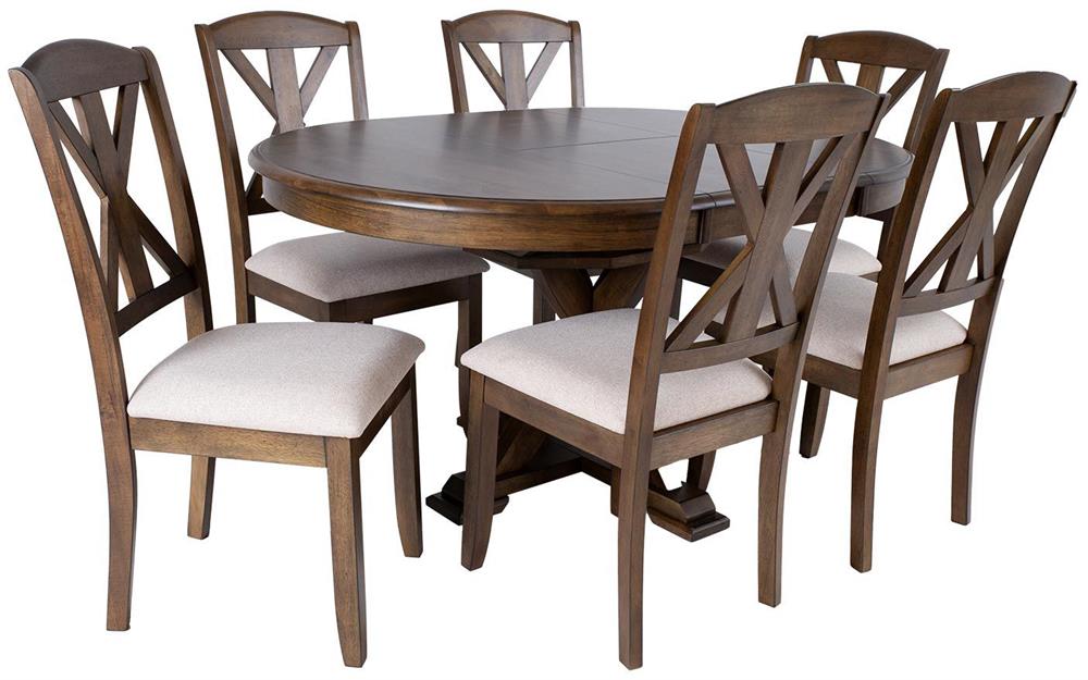 Dining Room Furniture Set James | size: Length: 46cm, Width: 106cm, Height: 76cm | color: Brown/Grey | image: 1 | variant: 1017032