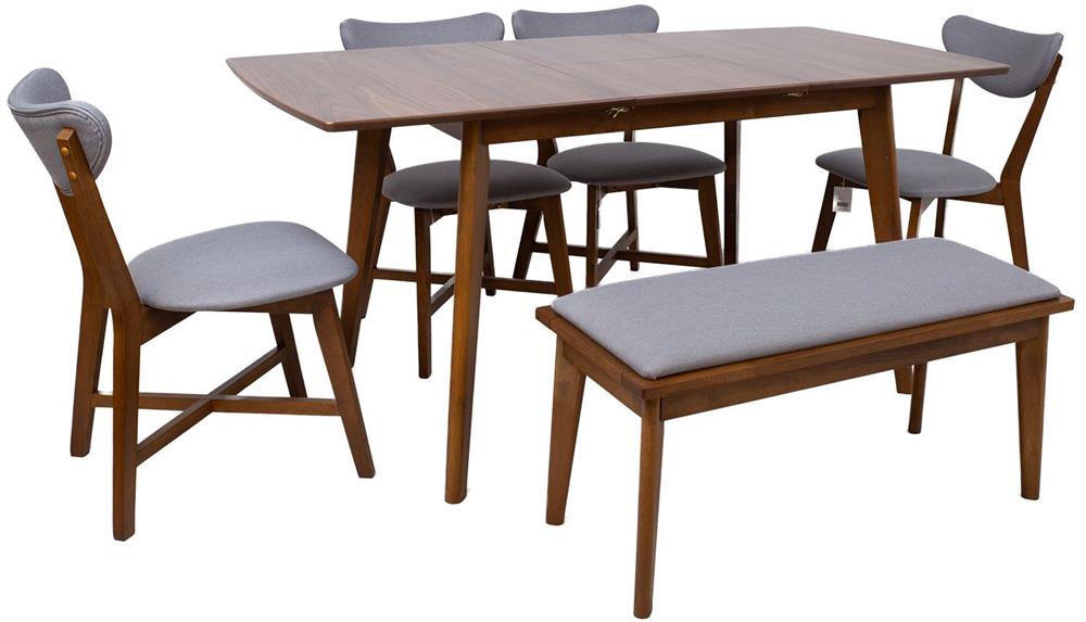 Dining Room Furniture Set Jesper | size: Length: 80cm, Width: 160cm, Height: 76cm | color: Brown/Grey | image: 1 | variant: 1017617
