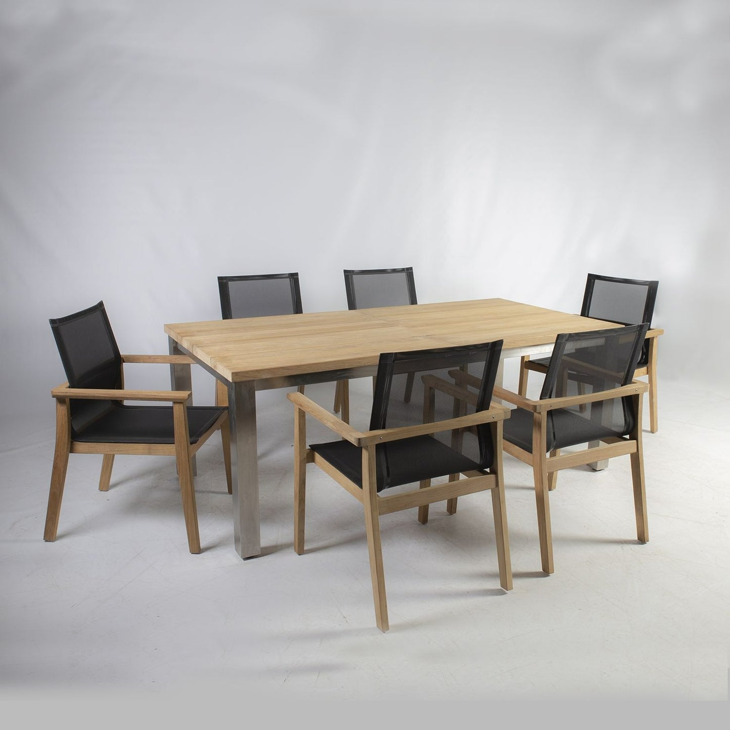 Dining Room Furniture Set Thatcham | size: Length: 100cm, Width: 300cm, Height: 76cm | color: Black/Oak/Grey | image: 3 | variant: 1006525