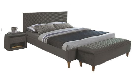 Double Bed Azurro Velvet | size: Length: 206cm, Width: 165cm, Height: 96cm | color: Gray | image: 1 | variant: 1010127
