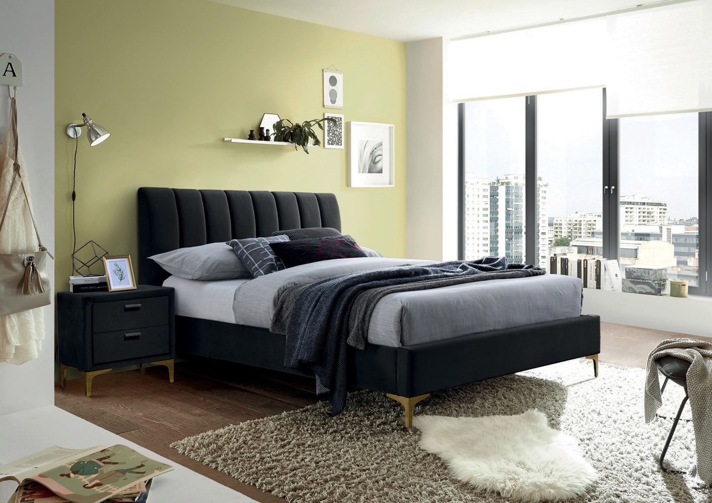 Double Bed East Brighton | size: Length: 219cm, Width: 165cm, Height: 108cm | color: Black | image: 1 | variant: 1007886