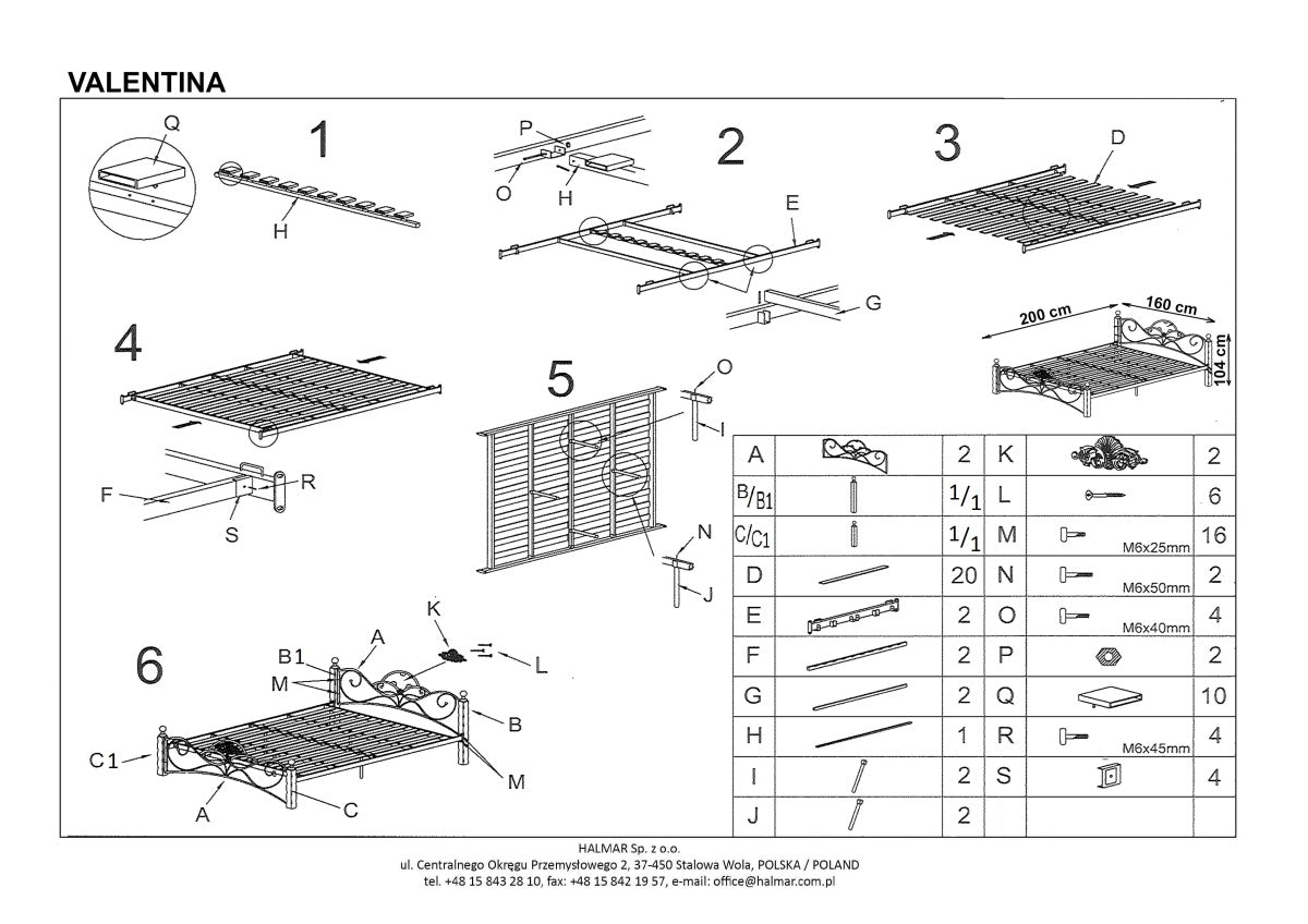 Double Bed East Caserta | size: Length: 200cm, Width: 160cm, Height: 104cm | color: Black/cherry wood | image: 3 | variant: 1006669