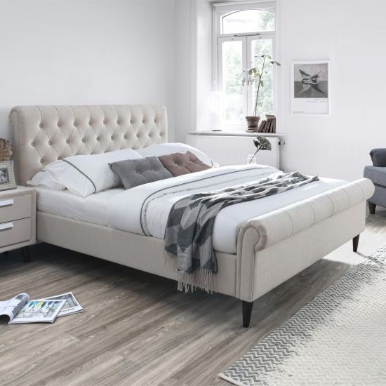 Double Bed East Criccieth | size: Length: 234cm, Width: 167.5cm, Height: 110cm | color: Beige | image: 1 | variant: 1005859