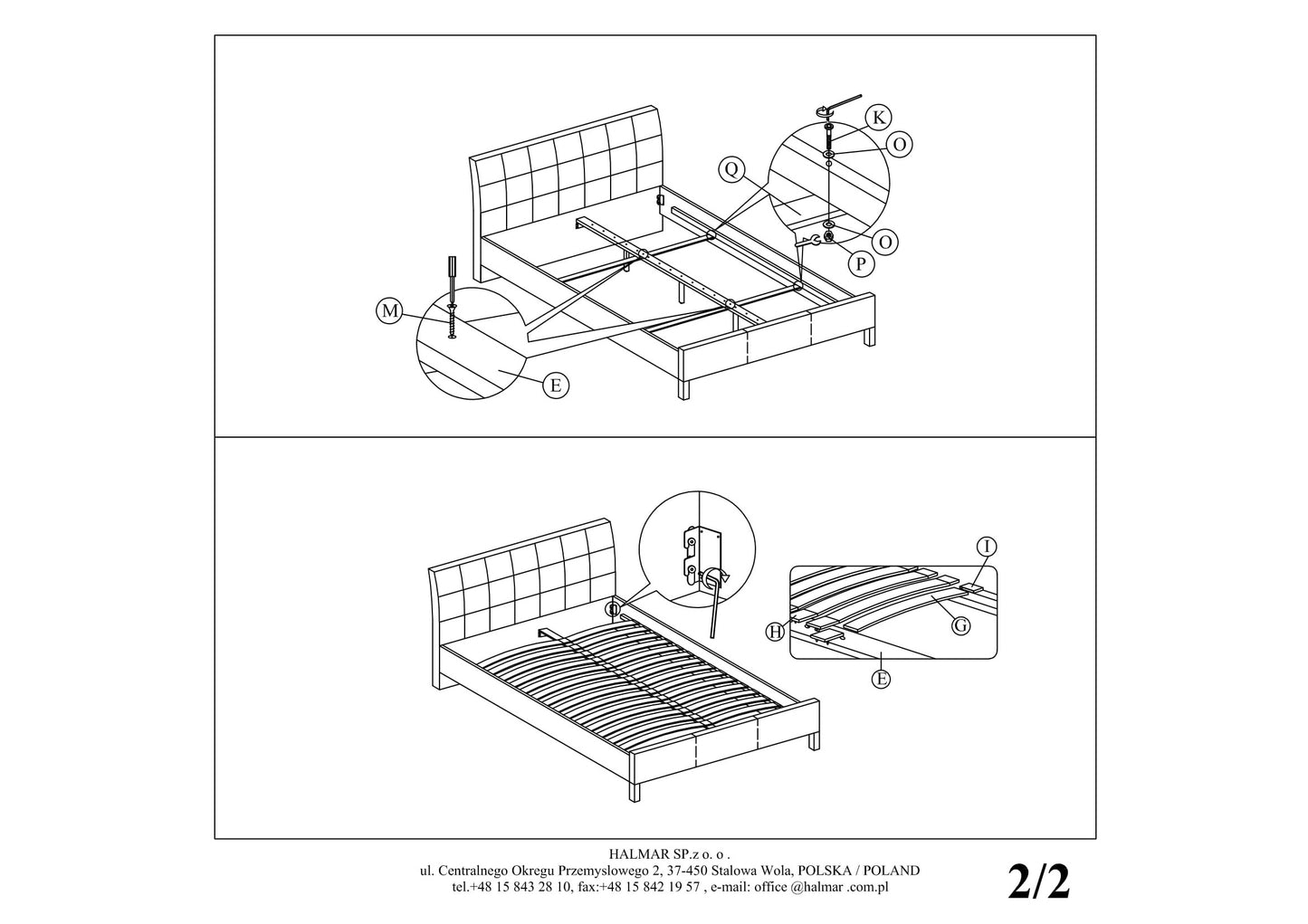Double Bed East Rieti | size: Length: 215cm, Width: 163cm, Height: 93cm | color: Gray | image: 4 | variant: 1006671