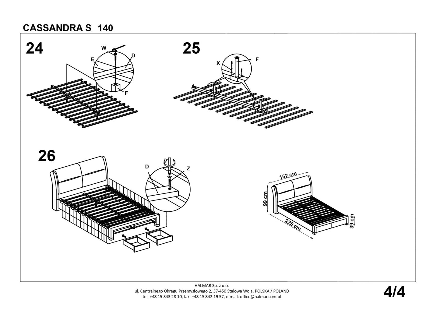 Double Bed East Savona | size: Length: 225cm, Width: 152cm, Height: 99cm | color: White/Black | image: 6 | variant: 1006676