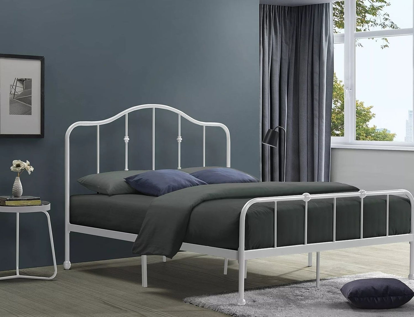 Double Bed Florencja 1 | size: Length: 206cm, Width: 142cm, Height: 101cm | color: White | image: 0 | variant: 1018064