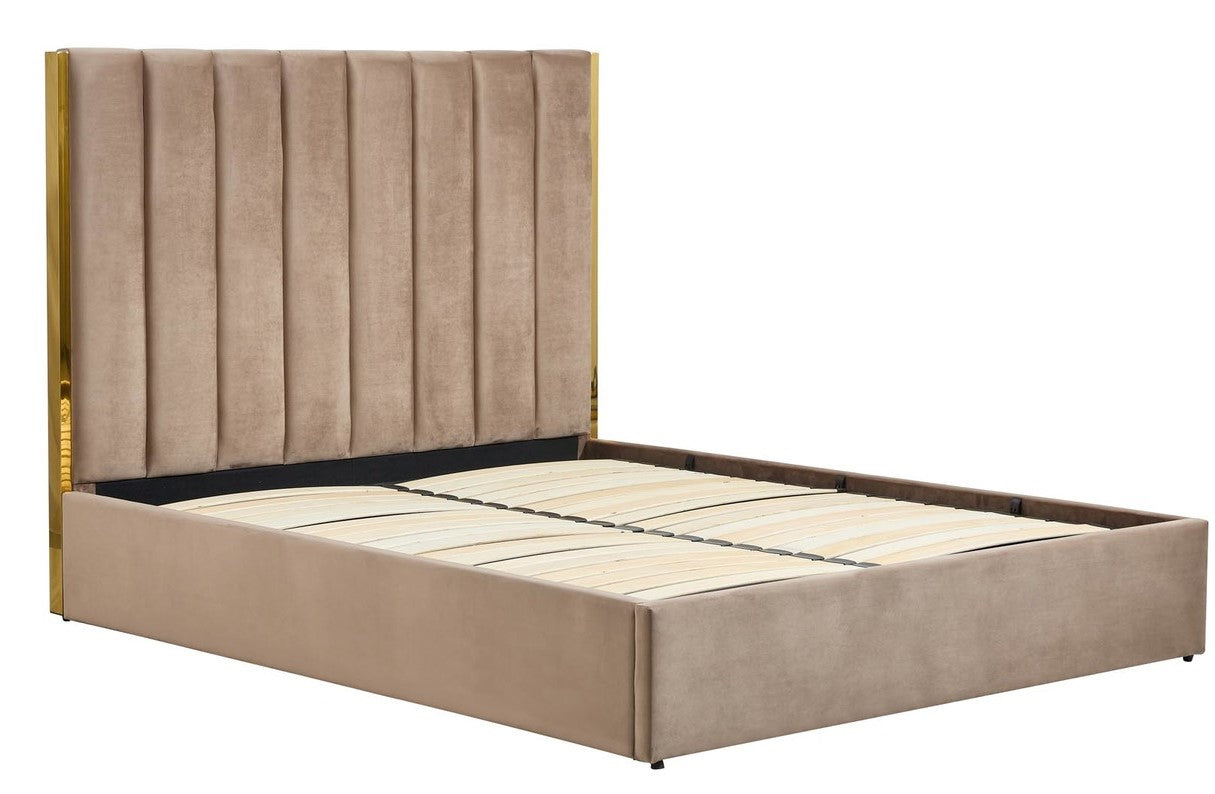 Double Bed Manchester | size: Length: 214cm, Width: 171cm, Height: 33cm | color: Beige/Gold | image: 1 | variant: 1003385