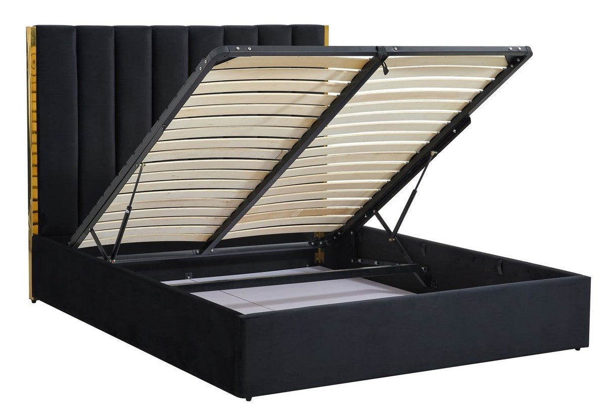 Double Bed Manchester | size: Length: 214cm, Width: 171cm, Height: 33cm | color: Black/Gold | image: 2 | variant: 1003386