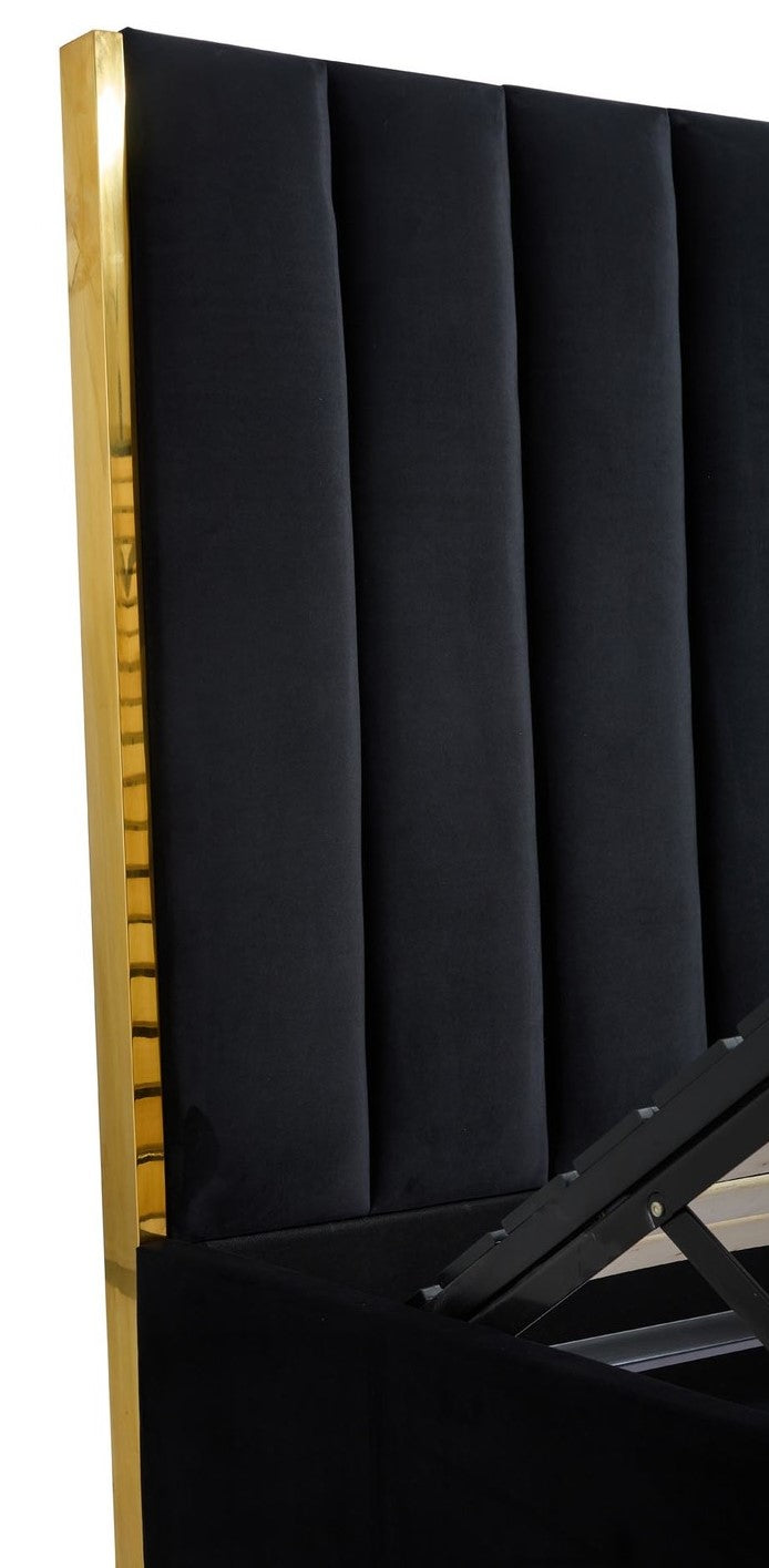 Double Bed Manchester | size: Length: 214cm, Width: 171cm, Height: 33cm | color: Black/Gold | image: 7 | variant: 1003386