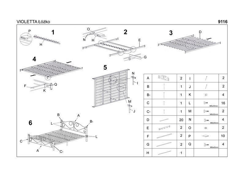 Double Bed Mexico | size: Length: 205cm, Width: 165cm, Height: 96cm | color: Black/cherry wood | image: 4 | variant: 1003396