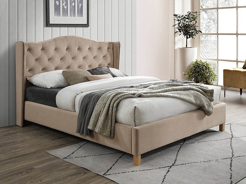 Double Bed Newark | size: Length: 216cm, Width: 178cm, Height: 124cm | color: Beige | image: 1 | variant: 1004505