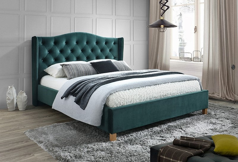 Double Bed Newark | size: Length: 216cm, Width: 178cm, Height: 124cm | color: Green | image: 1 | variant: 1004503