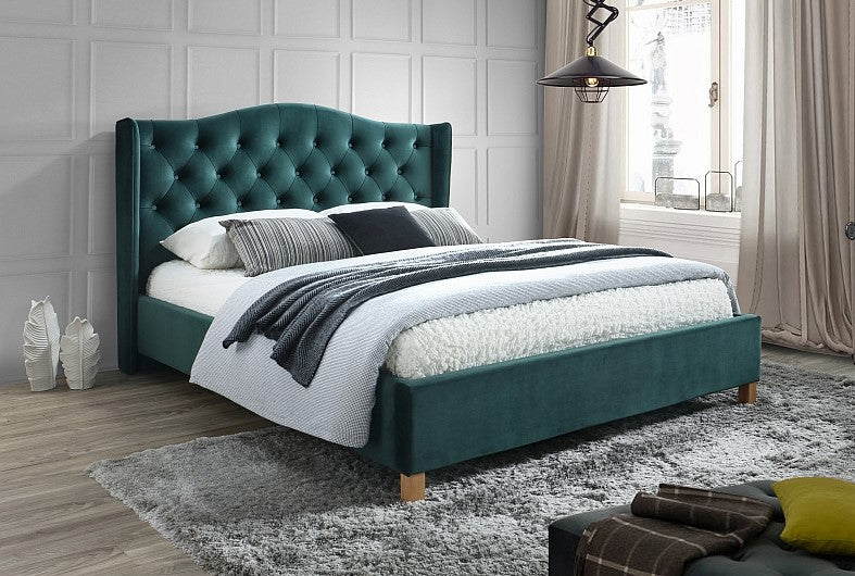 Double Bed Newark | size: Length: 216cm, Width: 198cm, Height: 124cm | color: Green | image: 1 | variant: 1004509