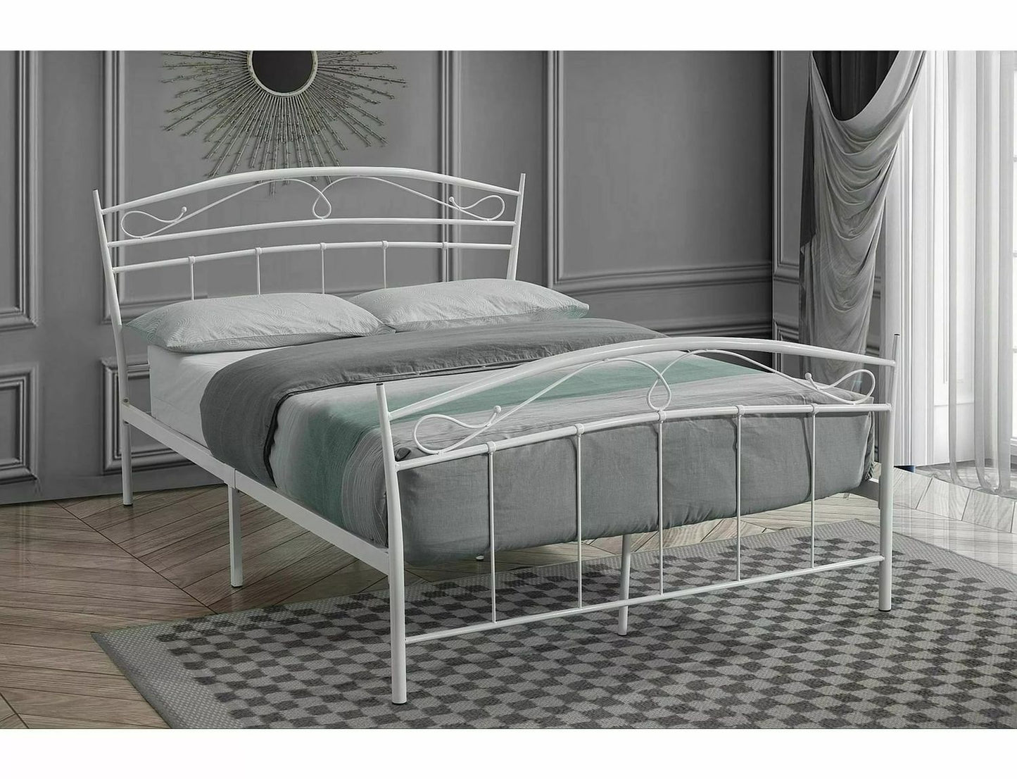 Double Bed Siena | size: Length: 206cm, Width: 121cm, Height: 102cm | color: White | image: 0 | variant: 1018067