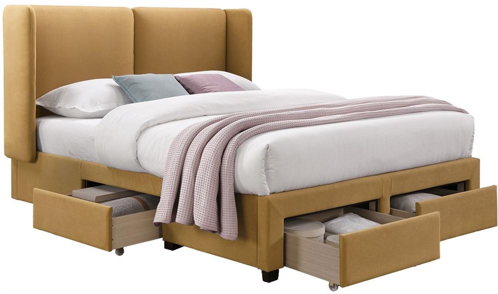 Double Bed Sugi 1 | size: Length: 218cm, Width: 175cm, Height: 114cm | color: Yellow | image: 1 | variant: 1010097