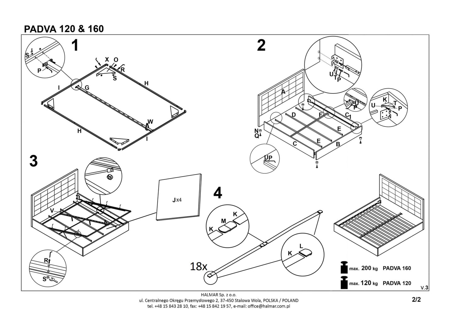 Double Bed West Leicester | size: Length: 217cm, Width: 131cm, Height: 100cm | color: Gray | image: 4 | variant: 1007135