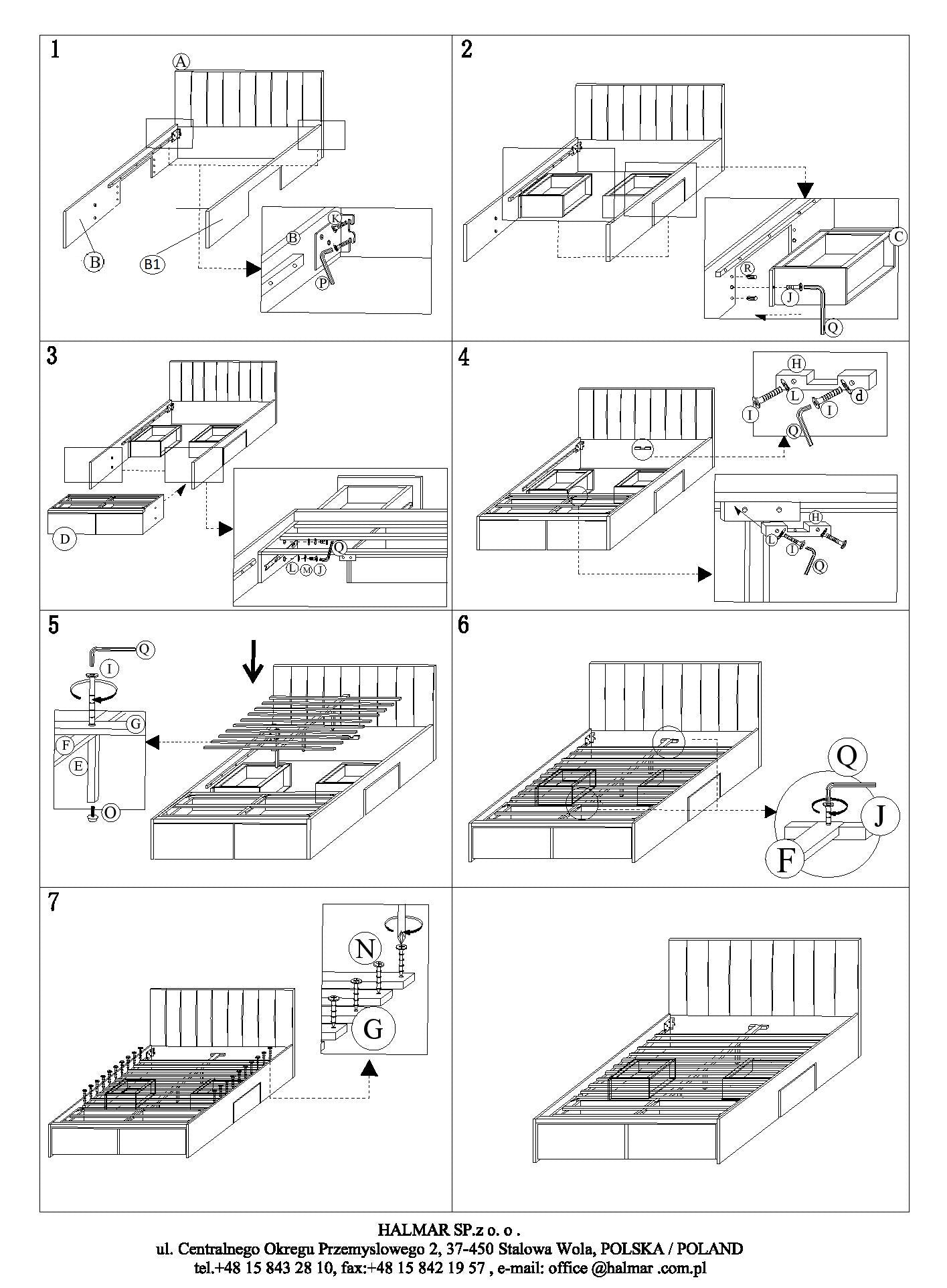 Double Bed West Luton | size: Length: 212cm, Width: 166cm, Height: 111cm | color: Grey/Walnut | image: 3 | variant: 1007185