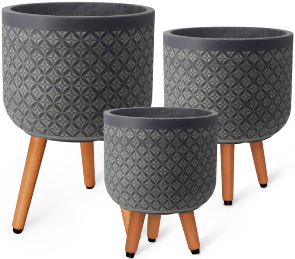 Flower Pot East Minsk | size: Length: 24cm, Width: 24cm, Height: 29.5cm | color: Gray | image: 2 | variant: 1006121