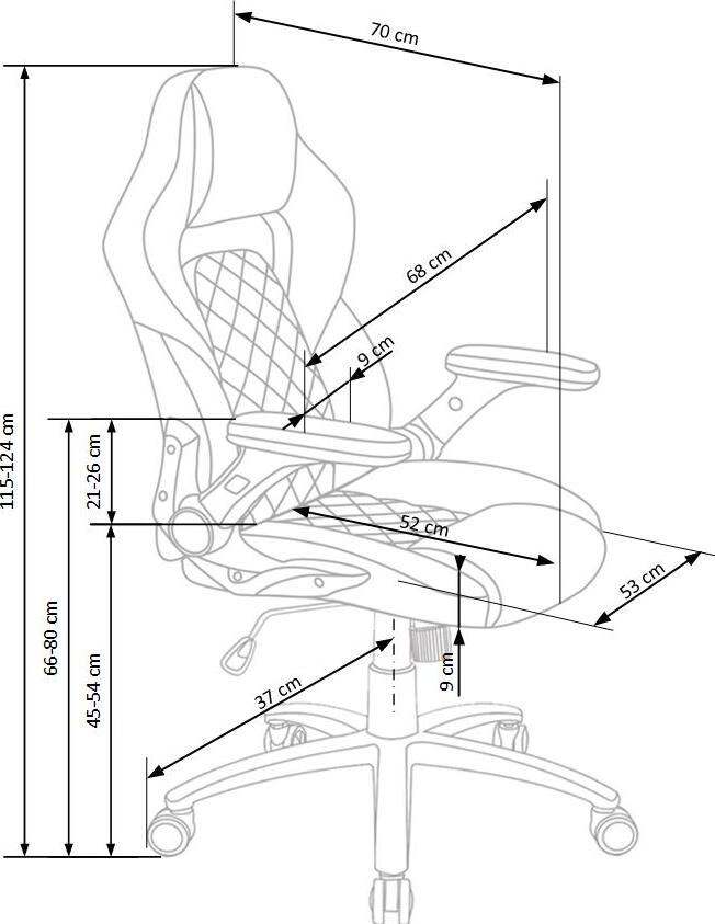 Gaming Chair East Long Eaton | size: Width: 68cm, Height: 124cm, Depth: 70cm | color: Black/Grey | image: 8 | variant: 1007033
