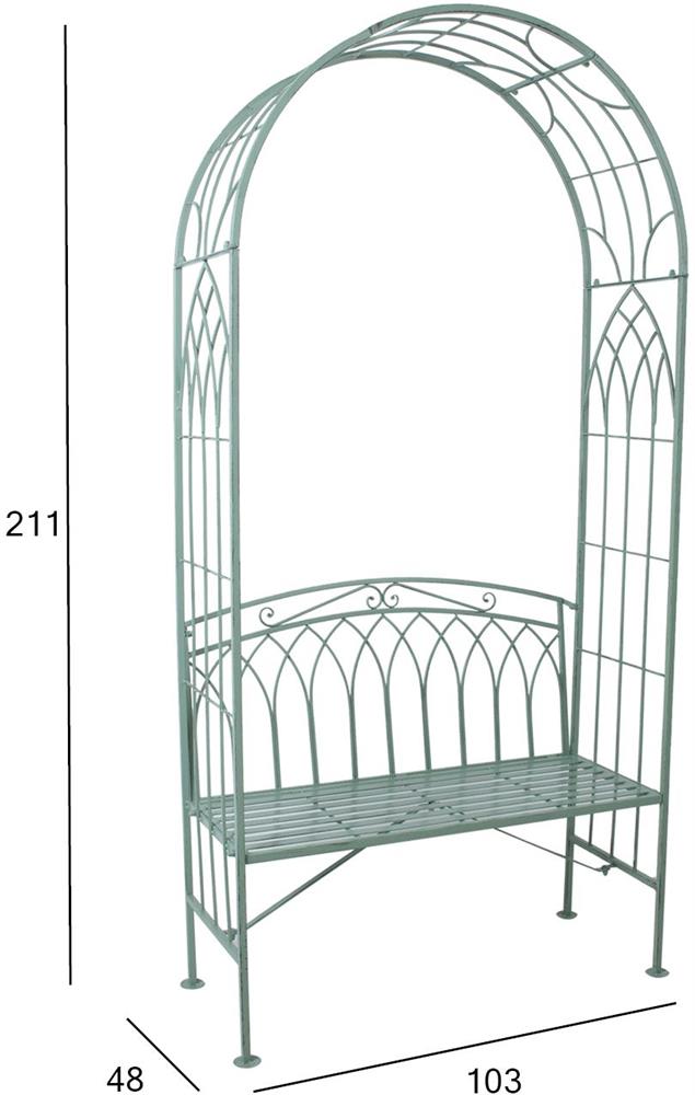 Garden Bench East Salisbury | size: Length: 48cm, Width: 103cm, Height: 211cm | color: Green | image: 7 | variant: 1006251