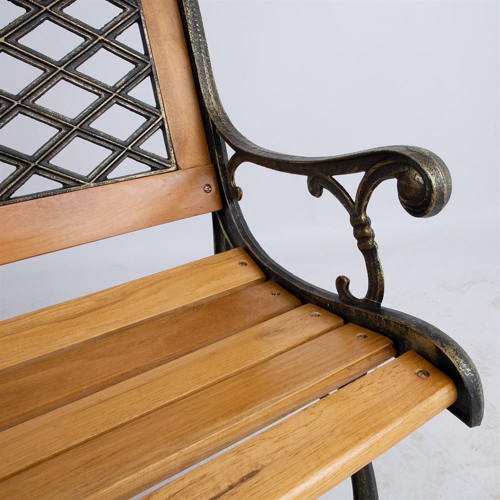 Garden Bench East Valladolid | size: Length: 61cm, Width: 126cm, Height: 84.5cm | color: Black/Oak | image: 4 | variant: 1006254