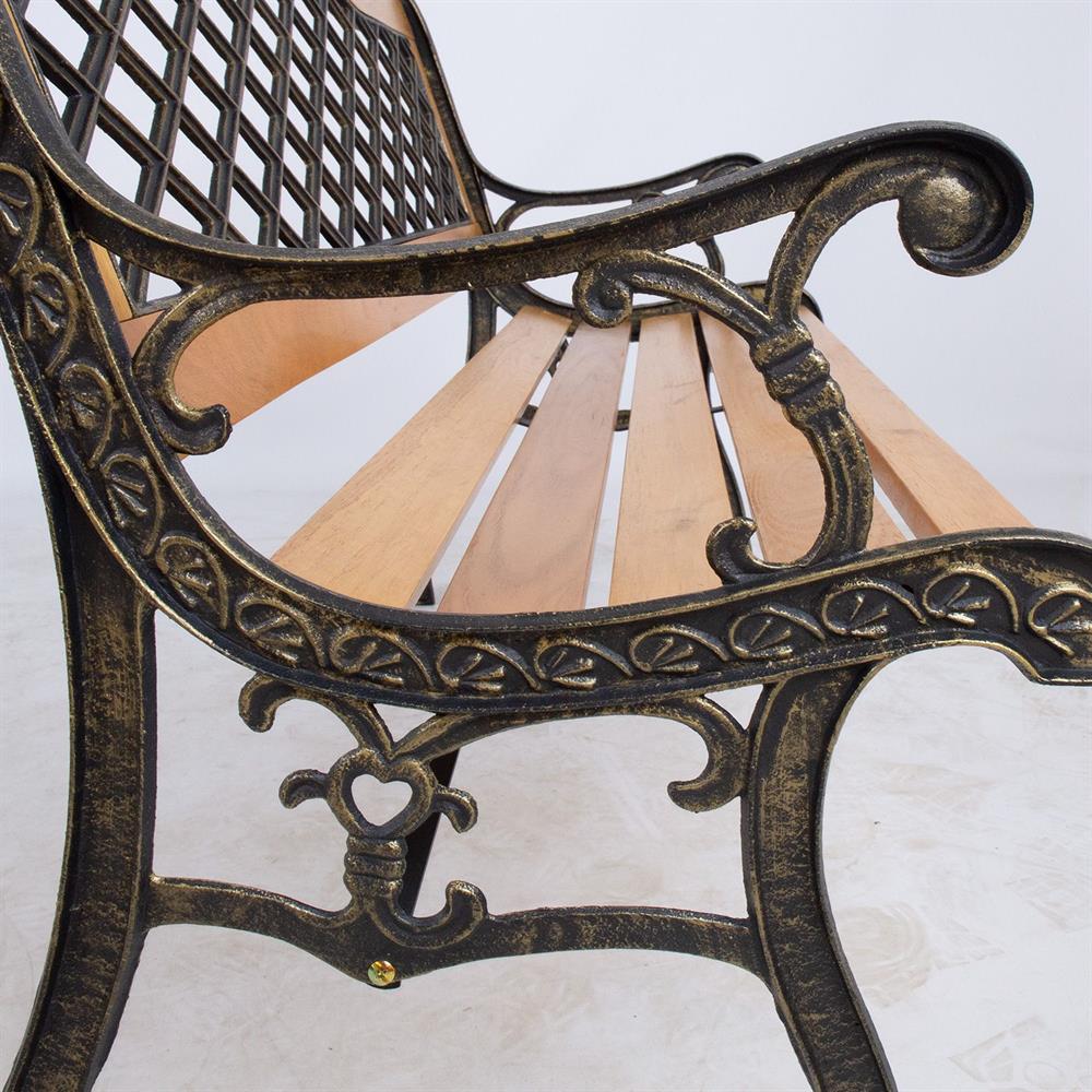 Garden Bench East Valladolid | size: Length: 61cm, Width: 126cm, Height: 84.5cm | color: Black/Oak | image: 6 | variant: 1006254