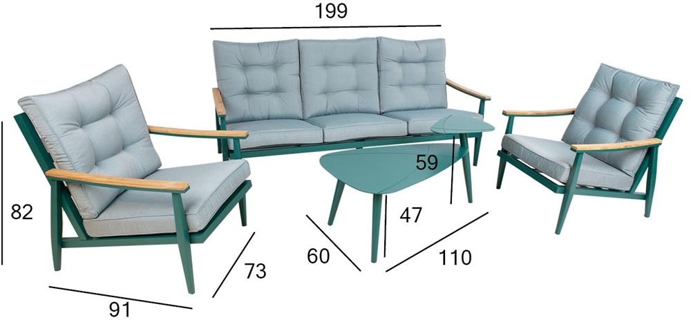 Garden Furniture Set East Bucharest | color: Grey/Green | image: 6 | variant: 1006044