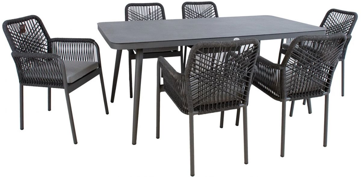 Garden Furniture Set East Holywell | size: Length: 90cm, Width: 180cm, Height: 75cm | color: Gray | image: 1 | variant: 1005871