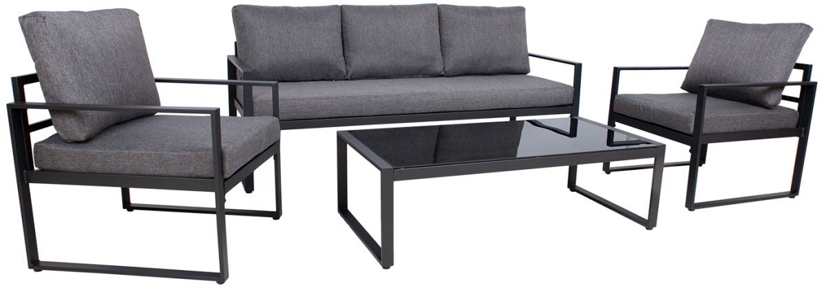 Garden Furniture Set East Tredegar | color: Black/Grey | image: 1 | variant: 1005641