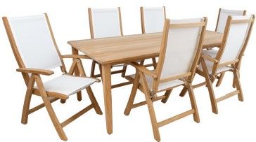 Garden Furniture Set Maldive | size: Length: 100cm, Width: 220cm, Height: 75cm | color: White/Oak | image: 1 | variant: 1012861