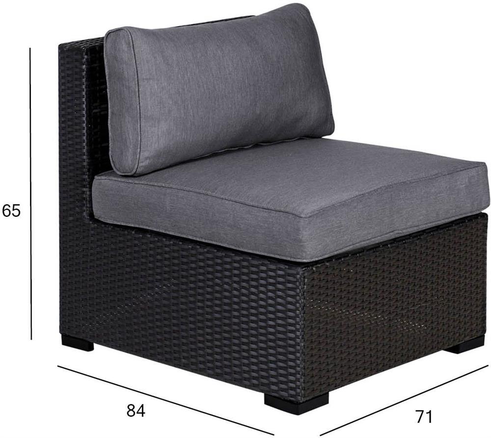 Garden Modular Sofa East Gijon | size: Width: 71cm, Height: 65cm, Depth: 84cm | color: Black/Grey | image: 2 | variant: 1006249