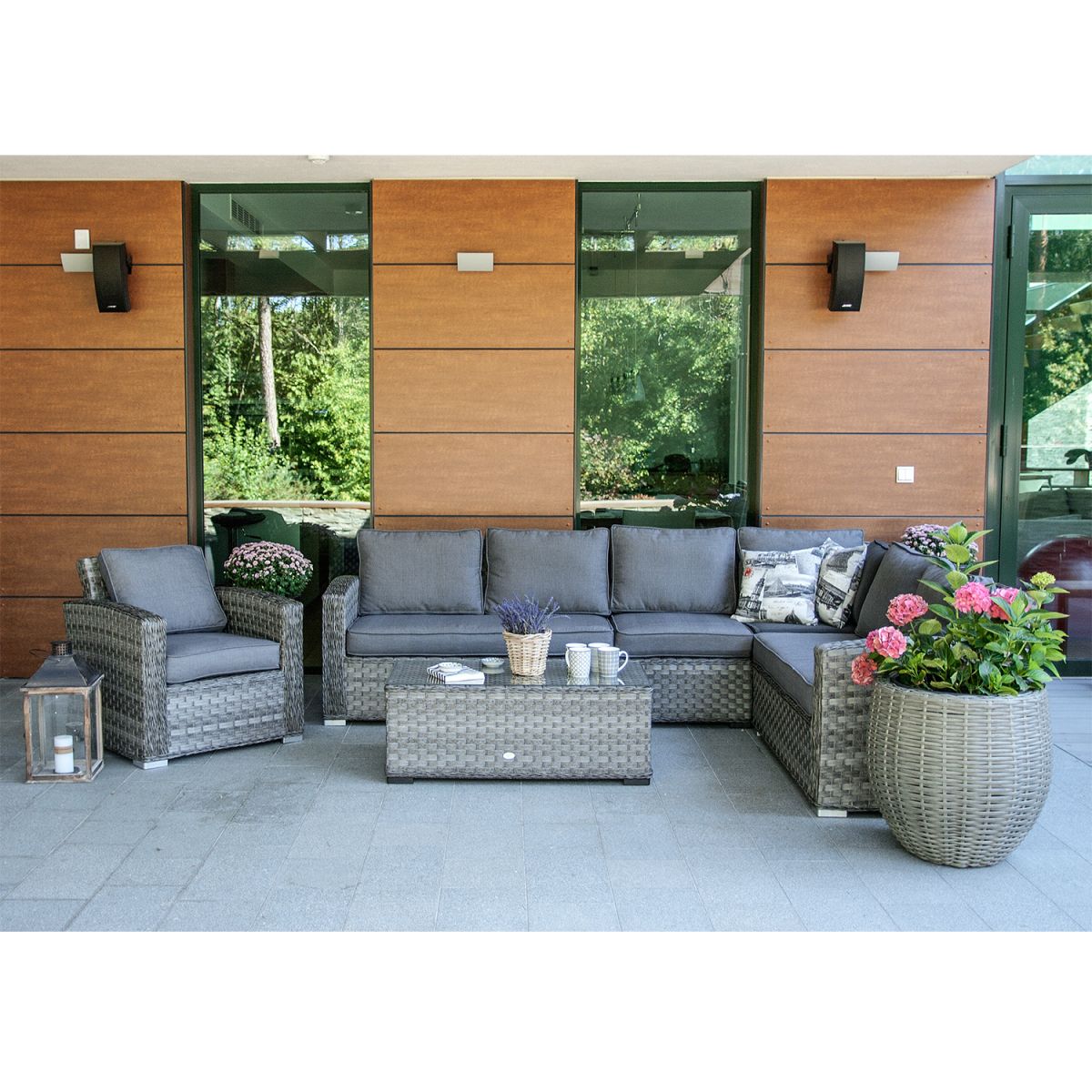 Garden Modular Sofa East Inverness | size: Length: 81cm, Height: 78cm, Depth: 81cm | color: Gray | image: 5 | variant: 1004853