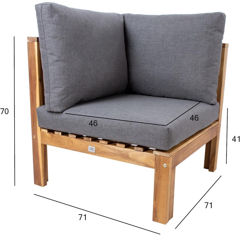 Garden Modular Sofa East Warwick | size: Width: 71cm, Height: 70cm, Depth: 71cm | color: Oak/Grey | image: 3 | variant: 1006248