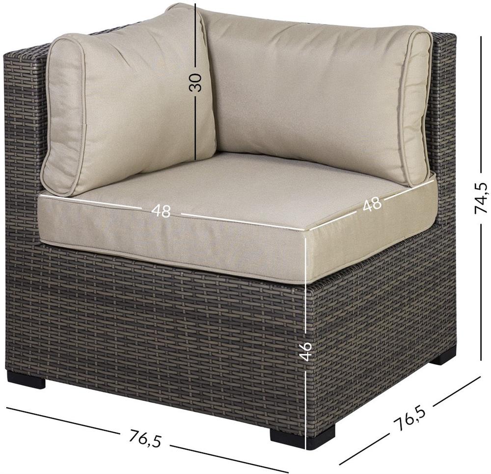 Garden Modular Sofa Newbury | size: Width: 76.5cm, Height: 74.5cm, Depth: 76.5cm | color: Brown/Beige | image: 1 | variant: 1000645