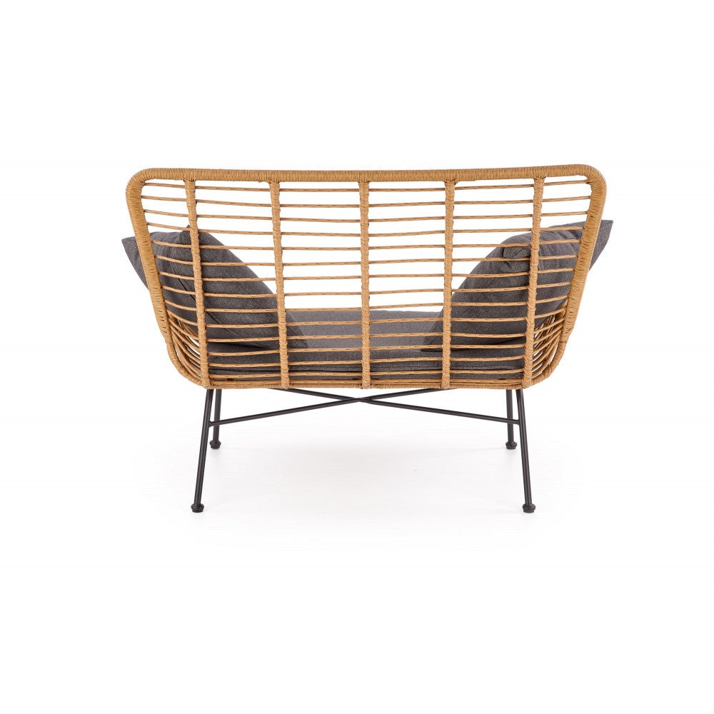 Garden Sofa West Narva | size: Length: 70cm, Width: 120cm, Height: 96cm | color: Brown/Grey | image: 3 | variant: 1007551