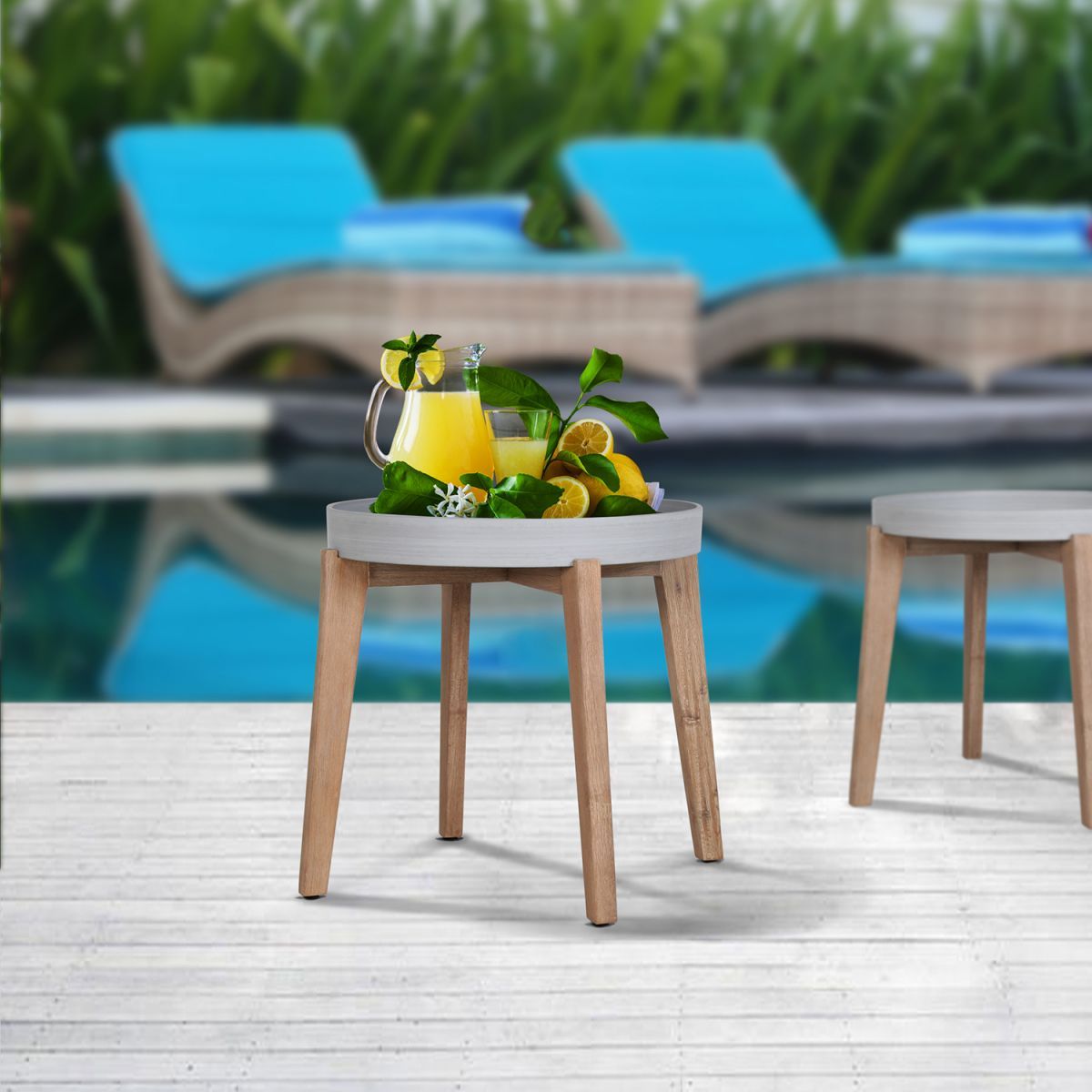 Garden Table Norton | size: Length: 61cm, Width: 61cm, Height: 50cm, Diameter: 61cm | color: Gray | image: 1 | variant: 1004876