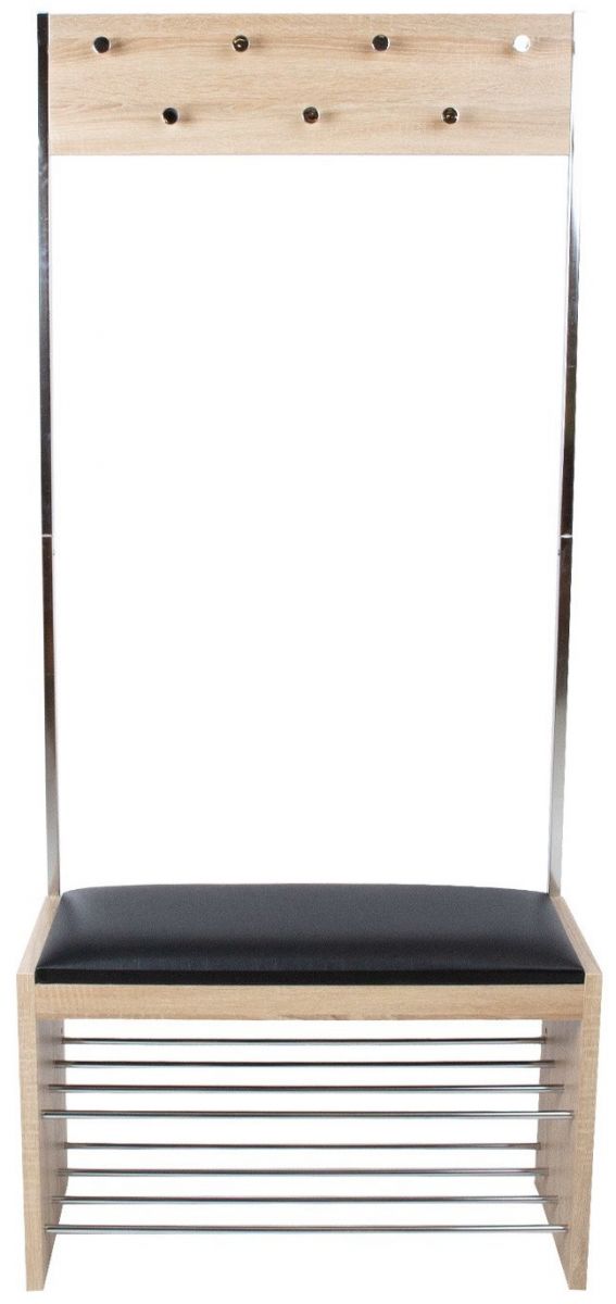 Hallway Furniture Set Whitby | size: Width: 79cm, Height: 178cm, Depth: 32cm | color: Black/Oak/Grey | image: 2 | variant: 1005589