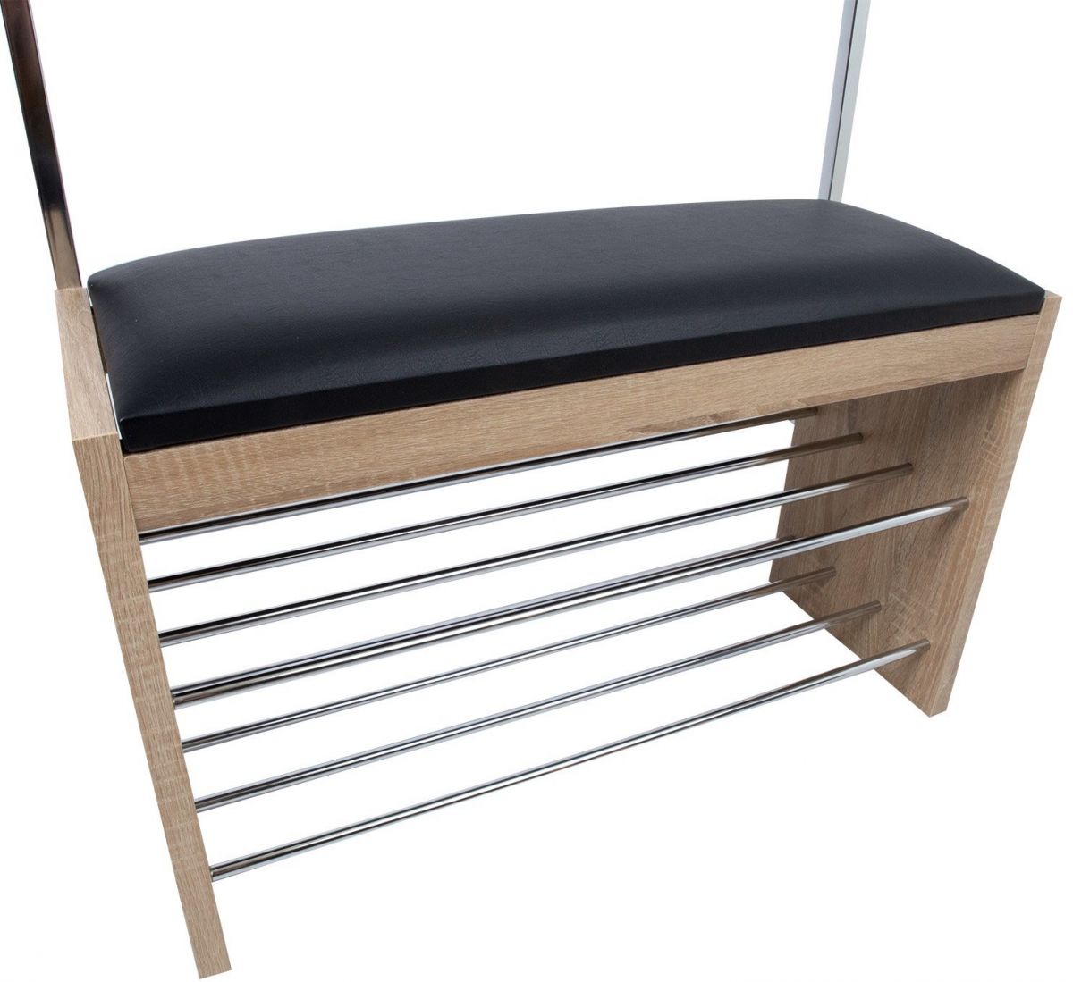 Hallway Furniture Set Whitby | size: Width: 79cm, Height: 178cm, Depth: 32cm | color: Black/Oak/Grey | image: 4 | variant: 1005589