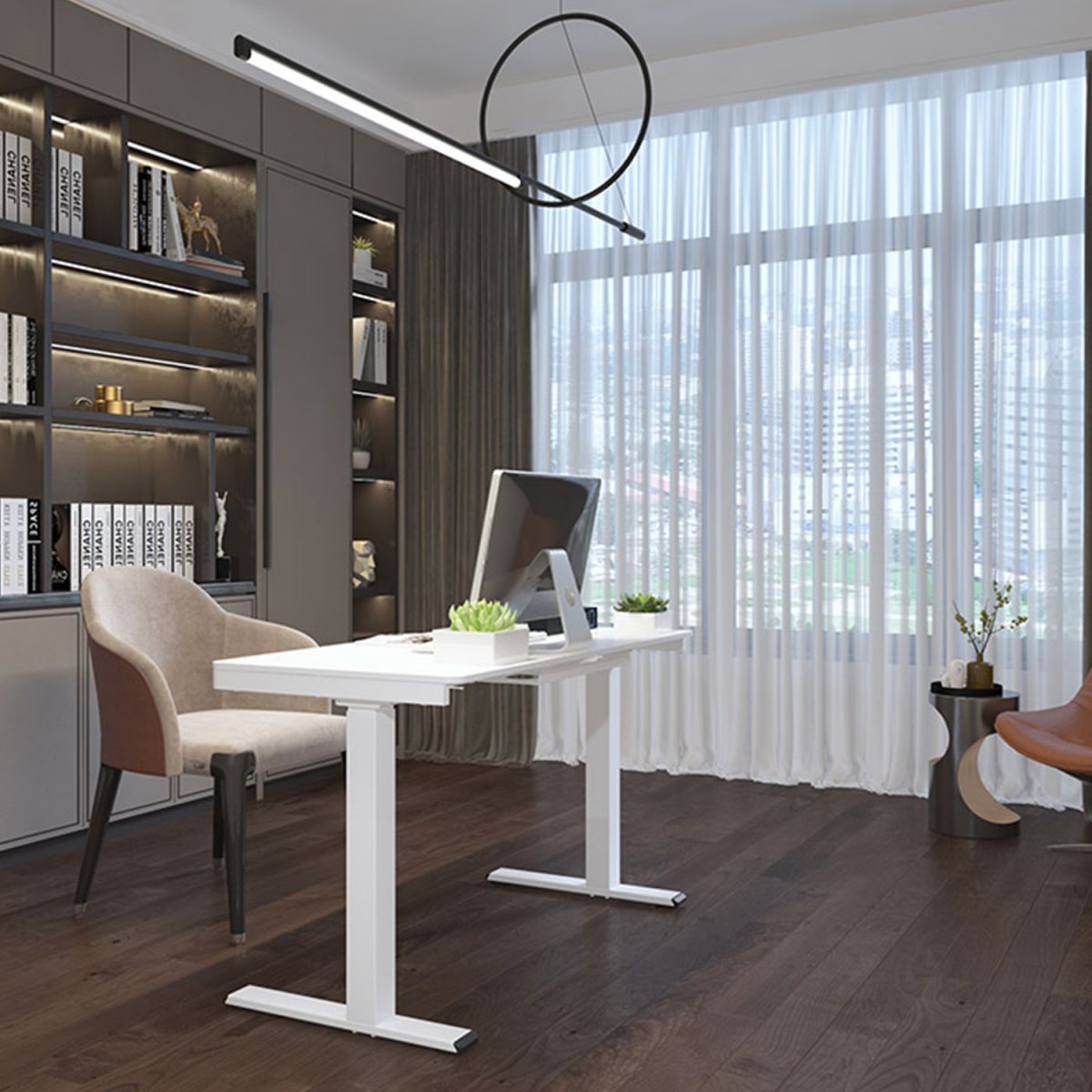 Height Adjustable Desk Bologna | size: Length: 60cm, Width: 120cm, Height: 121cm | color: White / White | image: 5 | variant: 1001507