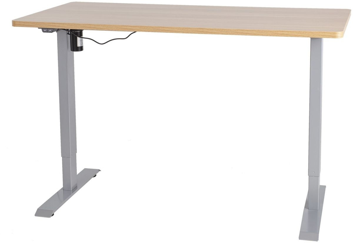 Height Adjustable Desk Bologna | size: Length: 70cm, Width: 140cm, Height: 121cm | color: Maple / Gray | image: 0 | variant: 1001511